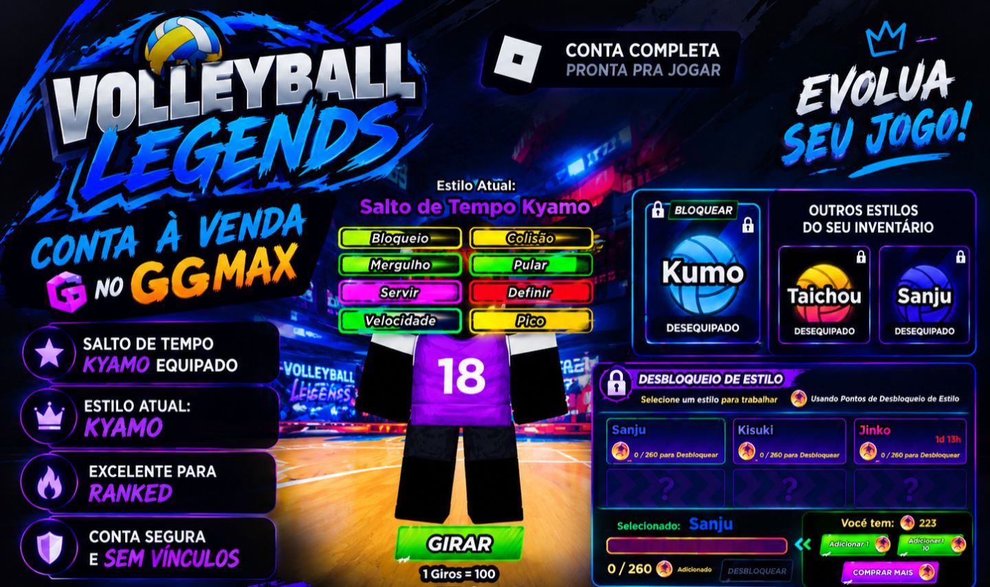 CONTA VOLLEYBALL LEGENDS ROBLOX | COM TSK, TAICHOU, KUMO, SANJU