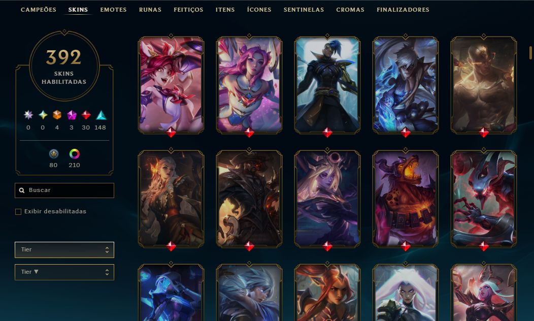 CONTA LOL - ESMERALDA 4 - 392 SKINS - LEVEL 589