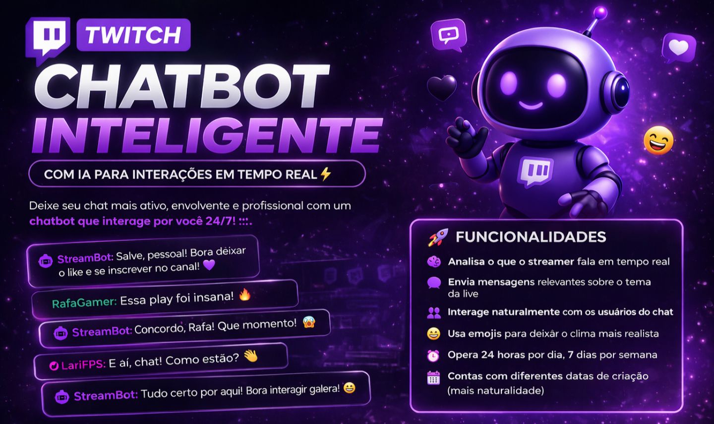 TWITCH - IA Chatbot com Respostas Rápidas e Interação em Tempo Real