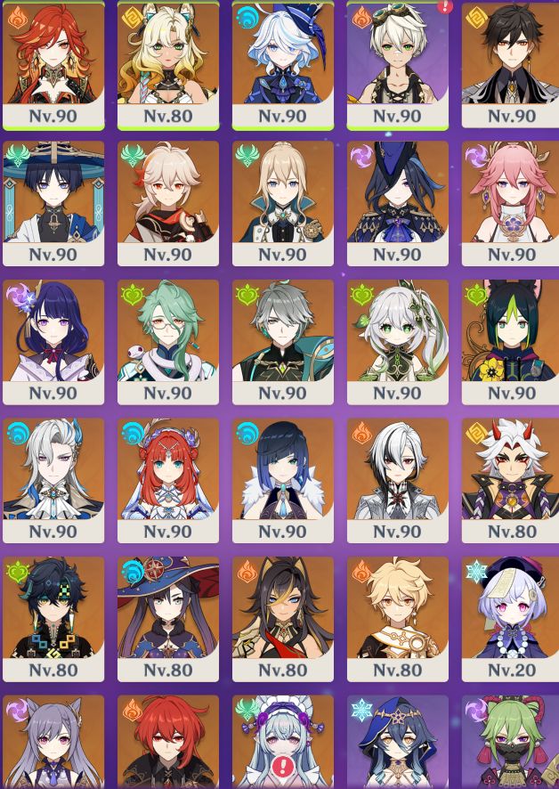 Conta de Genshin Impact com alto investimento! Muitos personagens, armas e giros