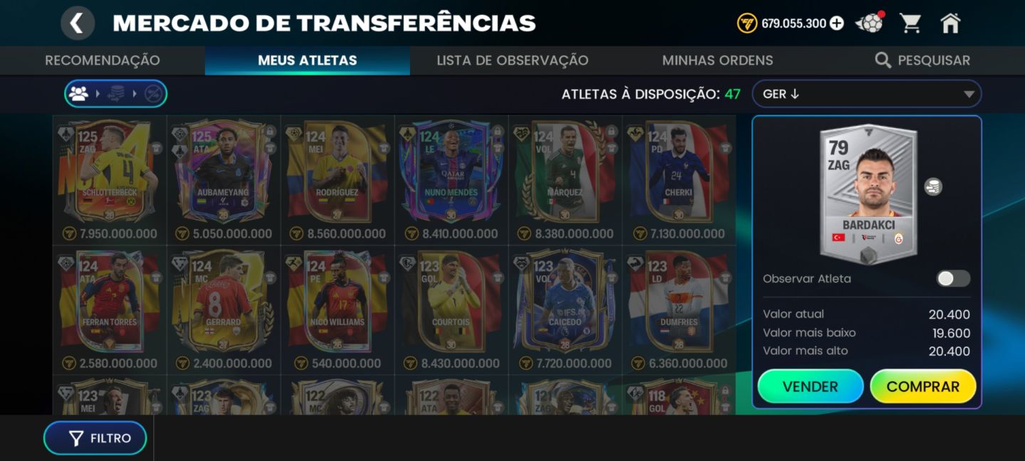 Conta fc mobile intermediária ger 124-125 para iniciantes