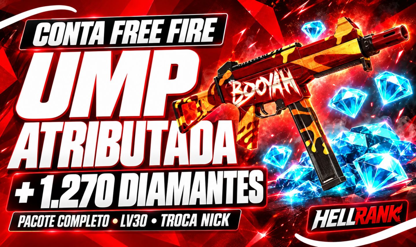 CONTA FREE FIRE | UMP ATRIBUTADA + 1.270 DIAMANTES + TROCA NICK