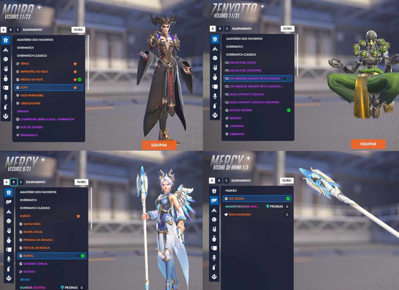 Conta Overwatch Platina + 100 Skins + 2 Arma Mitica + 3 Personagens Miticos