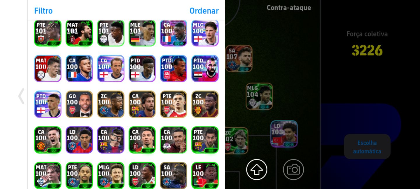 Conta de efootball, com 3226 de força, com vários técnicos,uniformes e etc
