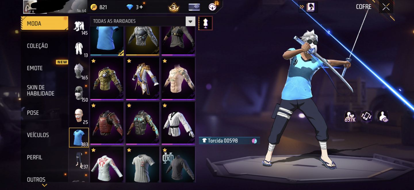 Conta de Free Fire nível 64 rara