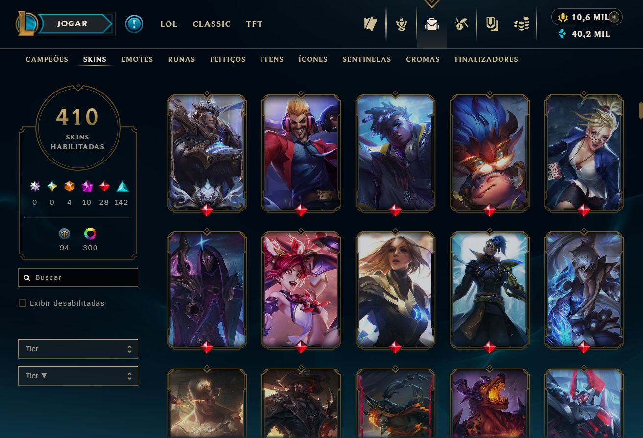 Lvl 534 | 410 skins | 10,662 RP | 210 EM | Bordas e muito mais