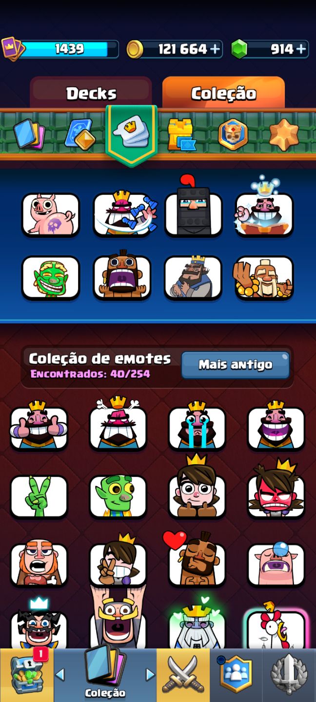 CONTA CLASH ROYALE COM 11K DE TROFÉUS, 121K DE GOLD E 914 GEMAS