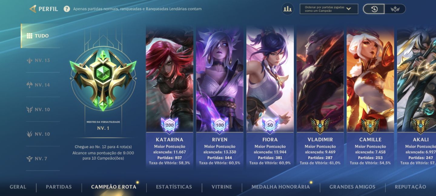 Conta de wild rift bem completa