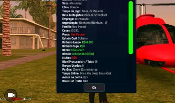 Conta Brasil roleplay com casa, helicóptero, e 3 dias jogados
