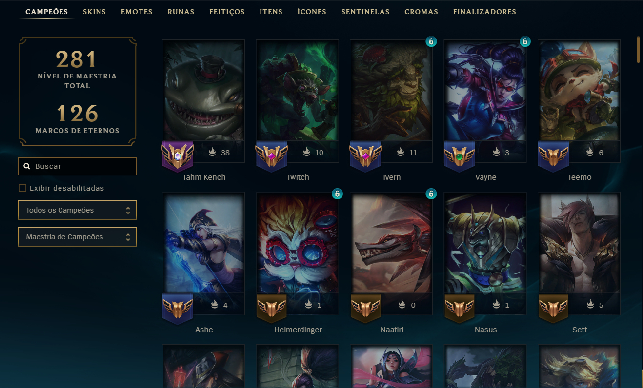 CONTA LOL LVL 163 | 77 SKINS (12 LENDÁRIAS) | MONO TAHM KENCH | HONRA 5