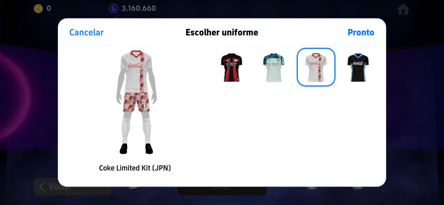 Conta Efootball com Ibra 110/Raya 106/uniformes da Coca