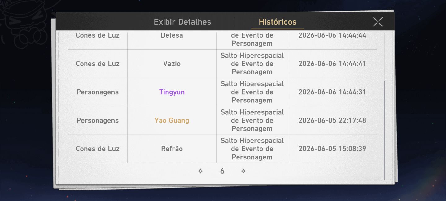 (AMÉRICA) Castorice E0S1, Evernight, Hyacine, Tribbie, Yao Guang e + (DESCRIÇÃO)