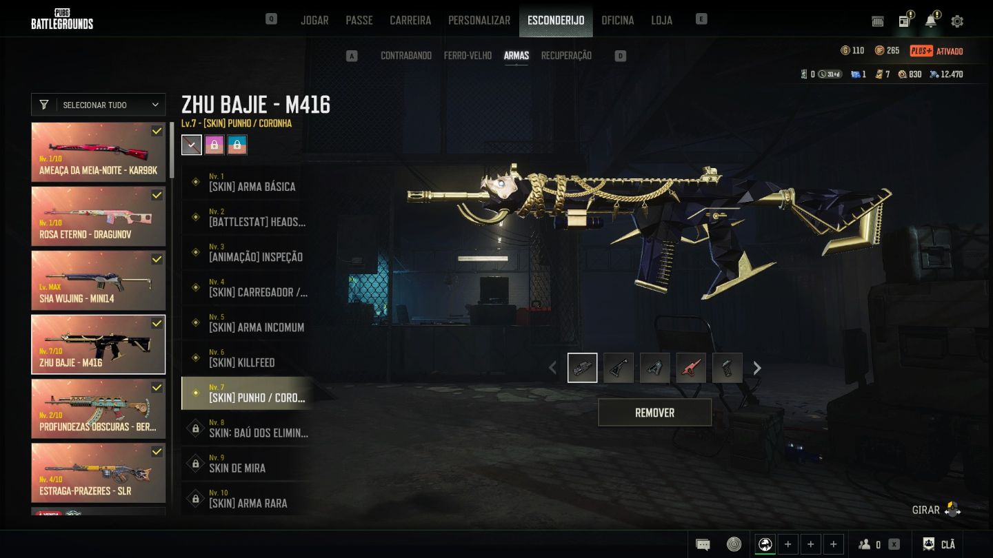 Conta de PUBG Plus STEAM - LVL 500 - 3.420 horas - 6 Armas Pregressivas + croma