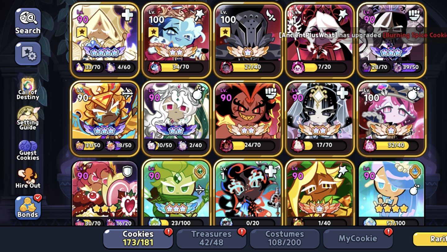 Conta CRK End-Game High Tier | 173/181 Cookies| Ancients/Beasts/Lendários+Guests