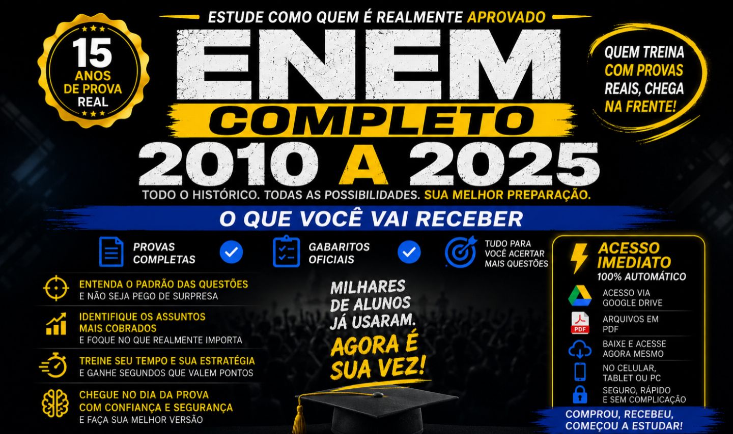 ENEM 2010 A 2025 | PROVAS + GABARITOS OFICIAIS | ENTREGA AUTOMÁTICA