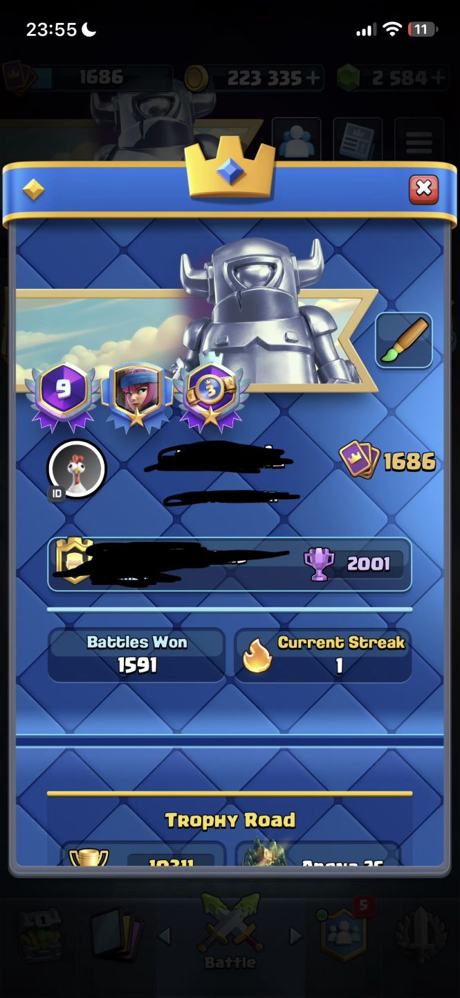 Conta de Clash Royale muito rara COM EMBLEMA DE 9 anos MAIS DE 10K DE TROFÉUS