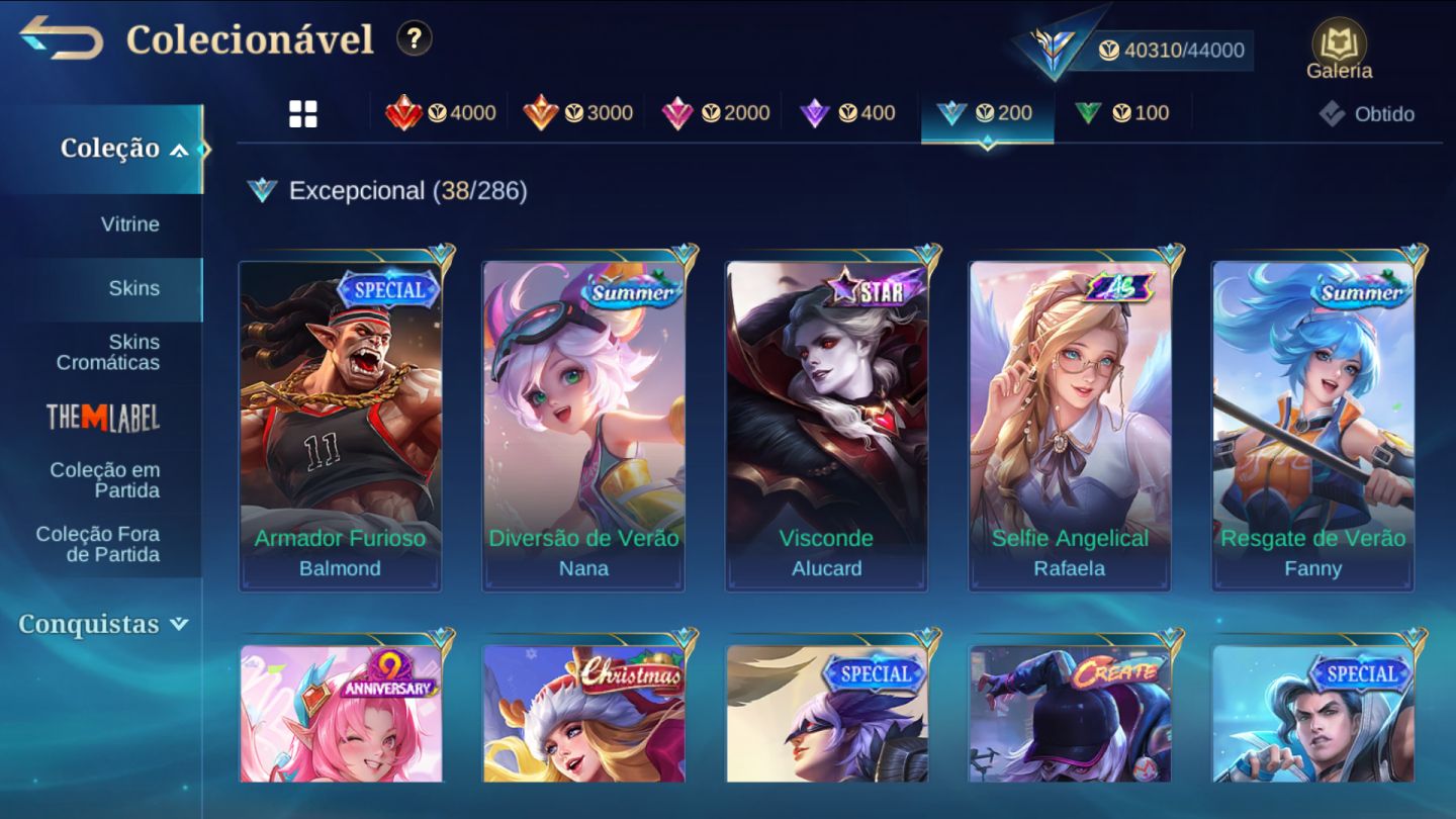 CONTA MOBILE LEGENDS GEMADA COM MUITAS EPICAS
