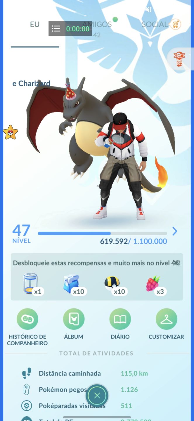 CONTA POKÉMON GO LVL 47 COM CHARIZARD SHINDO DE EVENTO + MEWTWO SHINY E SORTUDO!