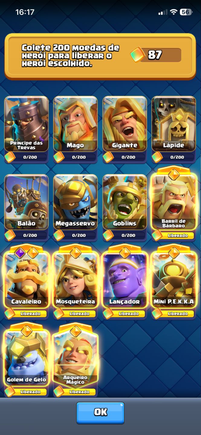 Conta Clash Royale 14K | Rei 73 | Deck Lv.16 | 5K Gemas | 997K Ouro | R$150
