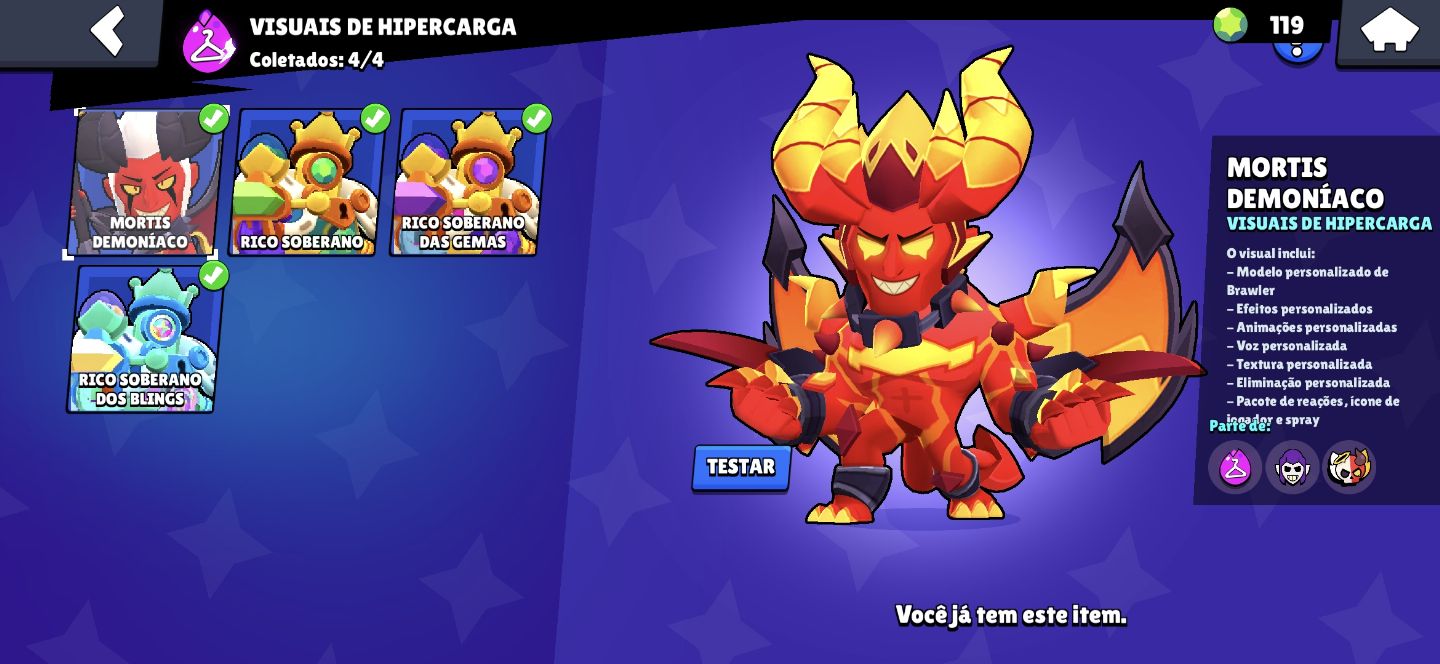 Conta de brawl stars com 28k de troféus e muitas skins raras.