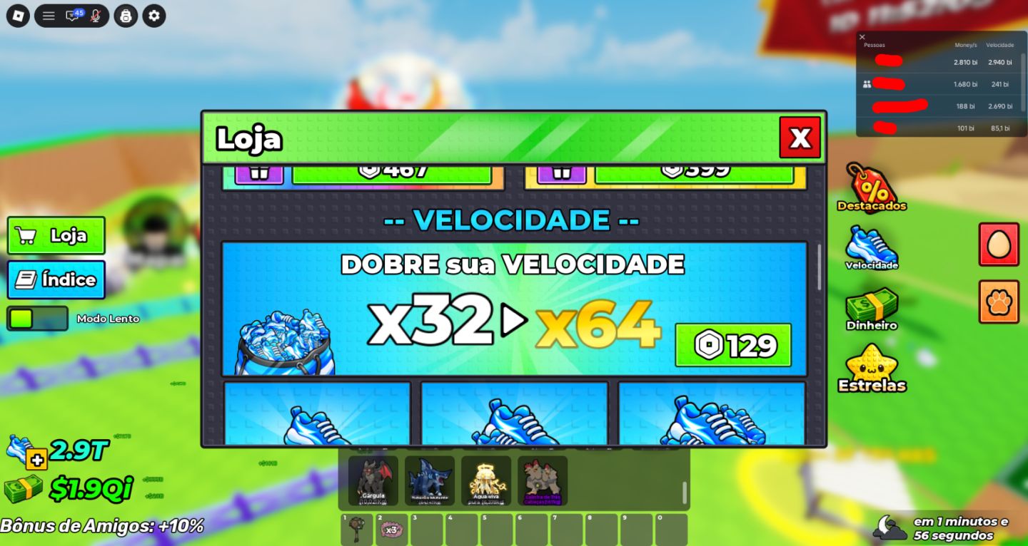 Conta quase FULL 2.9T Velocidade $2.8T/s [Steal An Egg/Roube um Ovo]