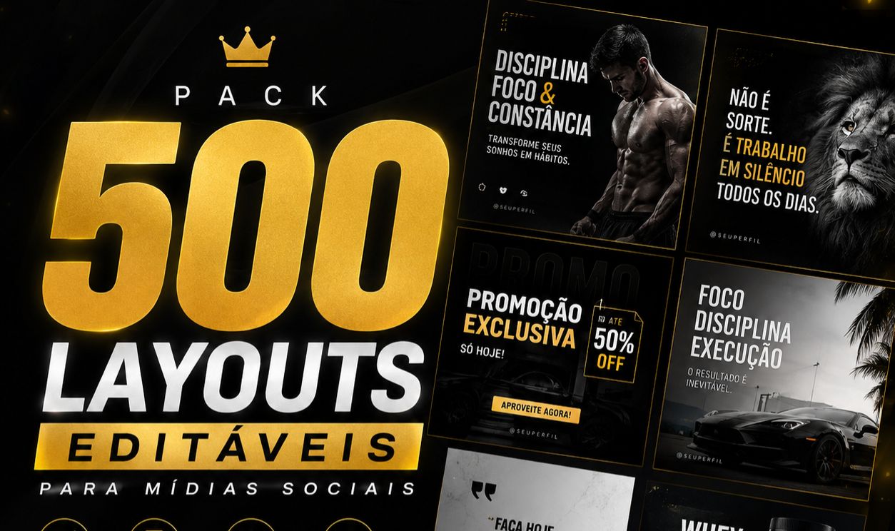 PACK 500 LAYOUTS EDITÁVEIS MÍDIAS SOCIAIS PROFISSIONAIS