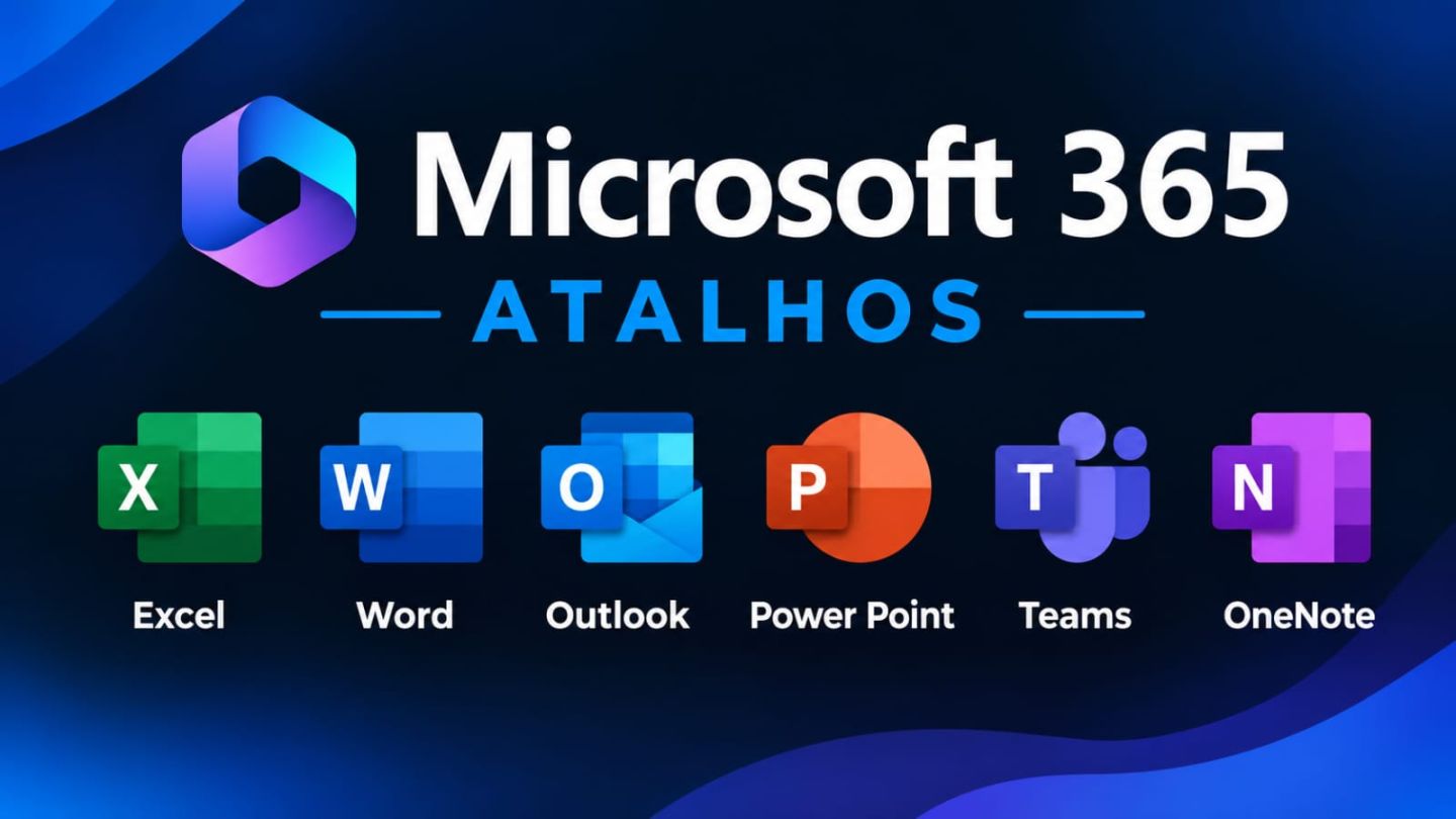 ATALHOS DO MICROSOFT 365 EXCEL, WORD, POWERPOINT, TEAMS, ONENOTE E OUTLOOK