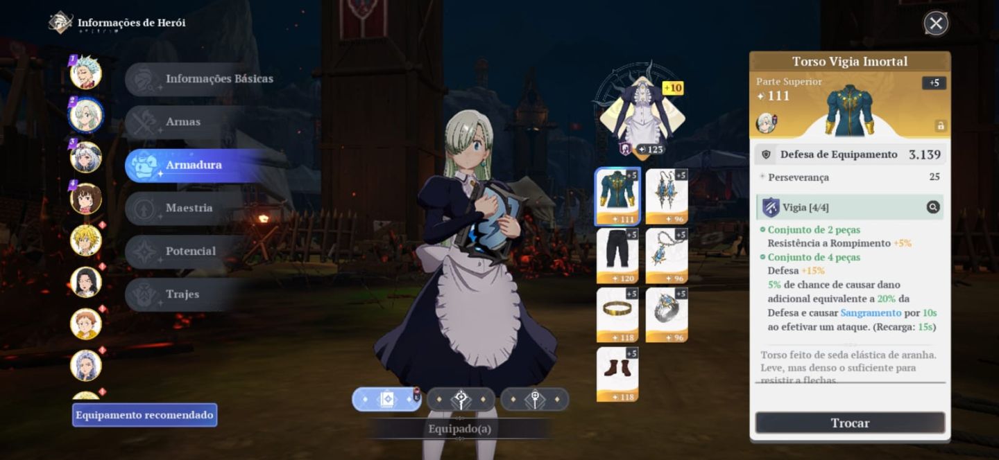 Conta end game 7ds origins 125k de poder Ban P5, Meliodas, Escanor, Elizabeth...