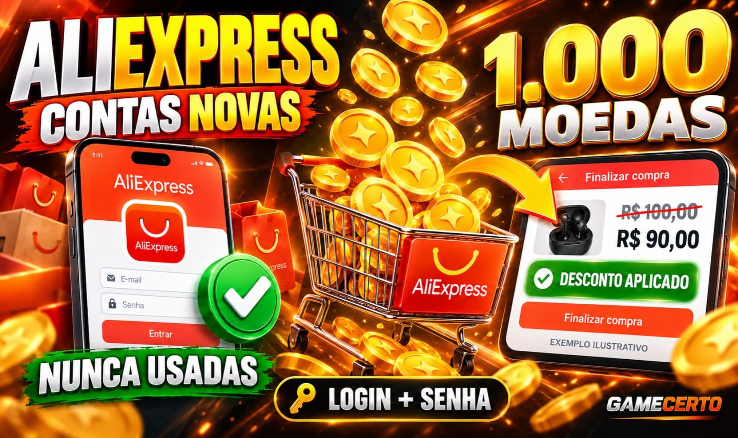 CONTAS ALIEXPRESS COM MOEDAS NUNCA USADA!!
