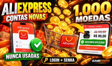CONTAS ALIEXPRESS COM MOEDAS NUNCA USADA!!