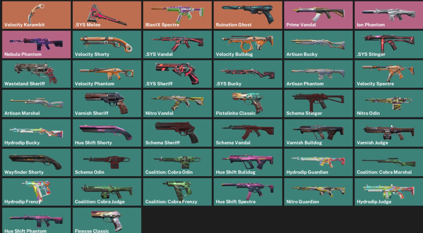 CONTA VALORANT 44 SKINS 2 FACA KARAMBIT/ION,PRIME,ARTISAN,BLASTX/FULL ACESSO