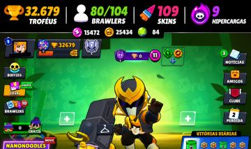Conta Brawl Stars - 32.679 Troféus | 80/104 Brawlers | 109 Skins | 9 Hipercargas