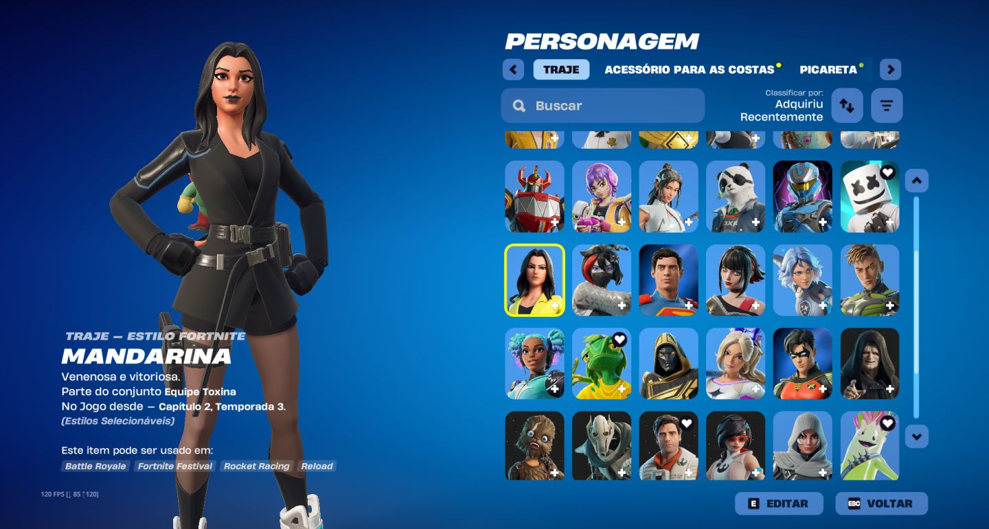 CONTA FORTNITE COM MARSHMELLO, ROBIN, SUPERMAN, MANDARINA + ESTILOS FULL E MAIS