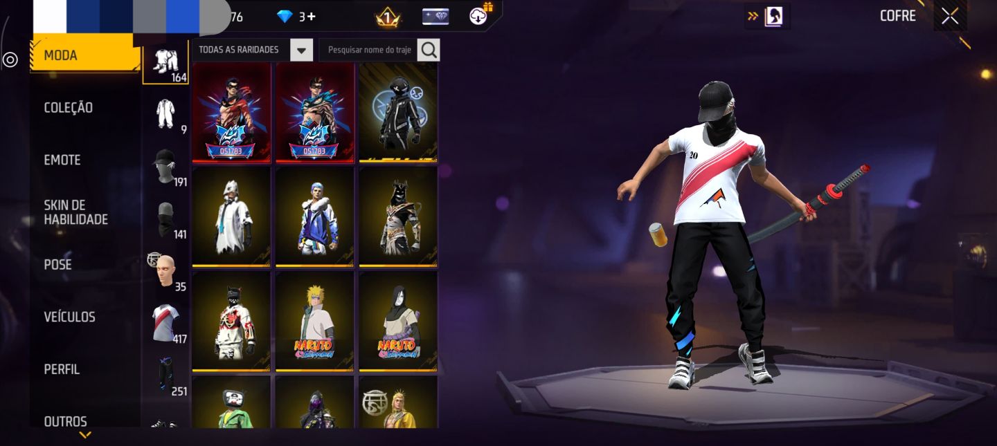 CONTA FF PARA SAIR RAPIDO | NARUTO | VIGILANTE E OUTRAS SKINS RARAS