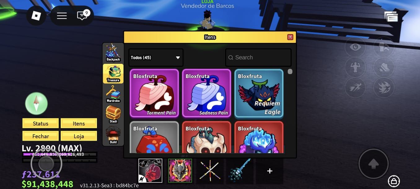 Blox fruits conta com Dragon perm e muita mais