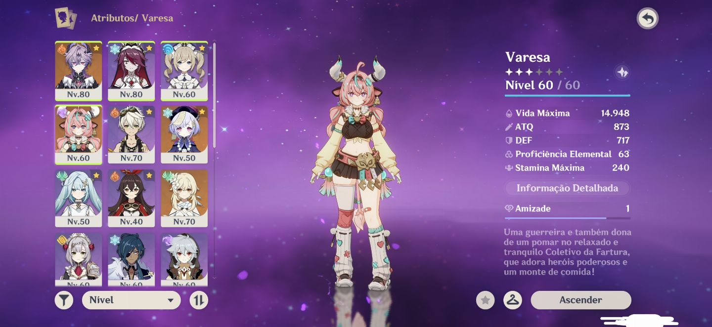 Conta Genshin Impact com skins lendárias