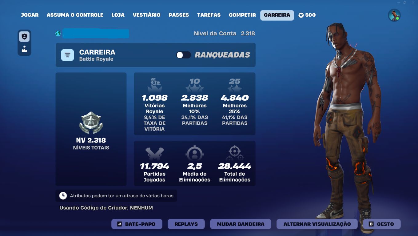 Conta Fortnite 226 SKINS-Travis Scott+Cavaleiros Season 2+SALVE O MUNDO FUNDADOR