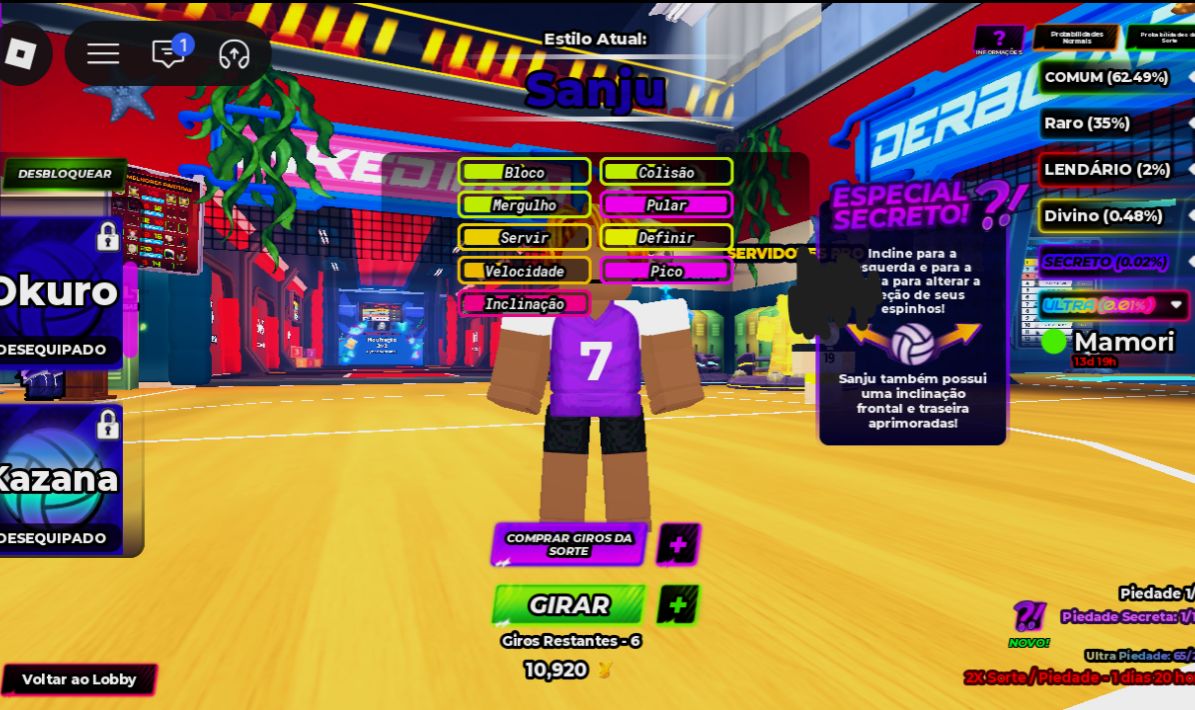 CONTA VOLLEYBALL LEGENDS 3 secretos+itens