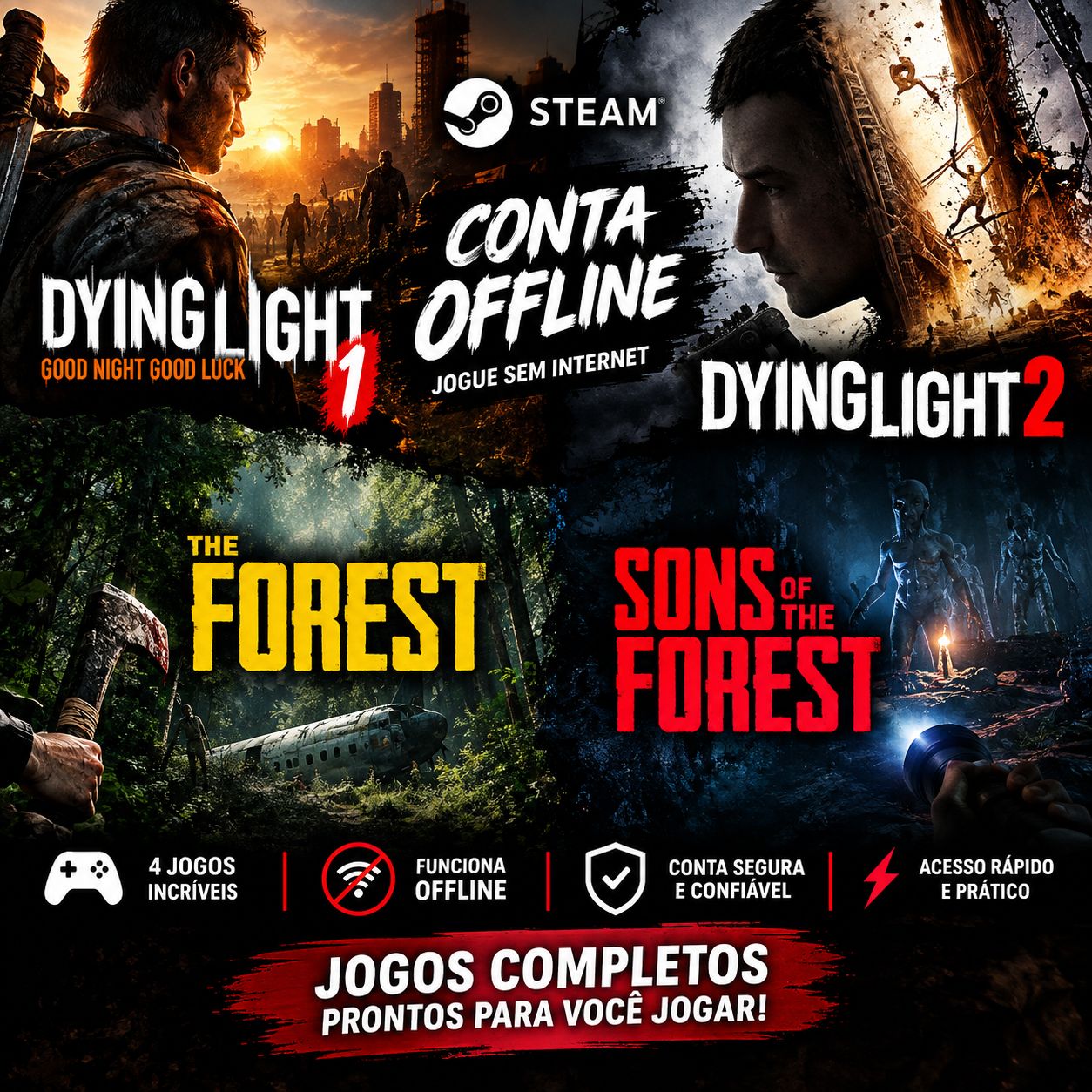 Dying Light 1 e 2, the forest e sons of the forest