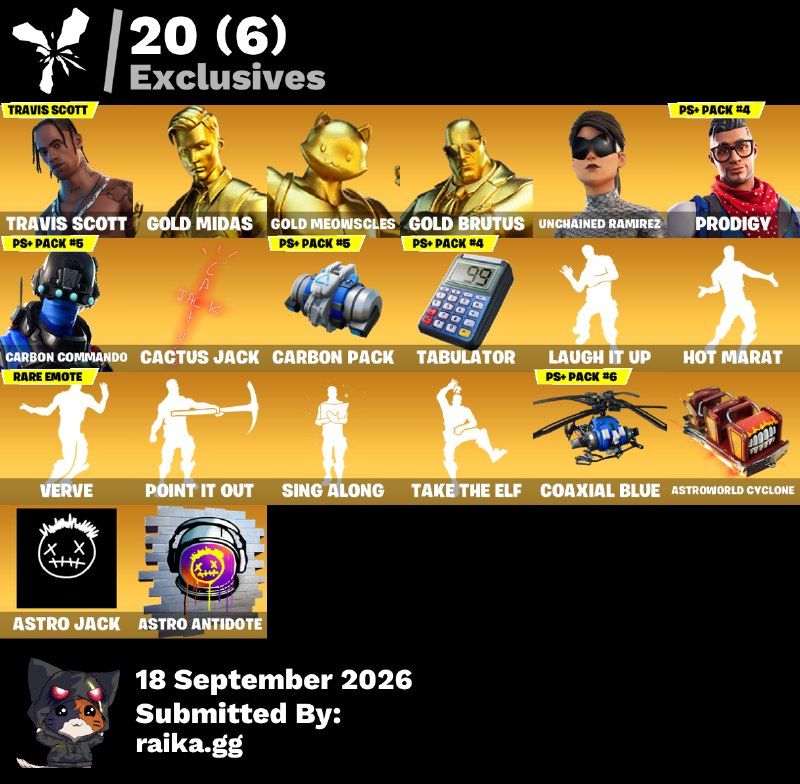 [96 skins] Travis Scott | Gold Midas | Gold Meowscles | Gold Brutus | Unchained