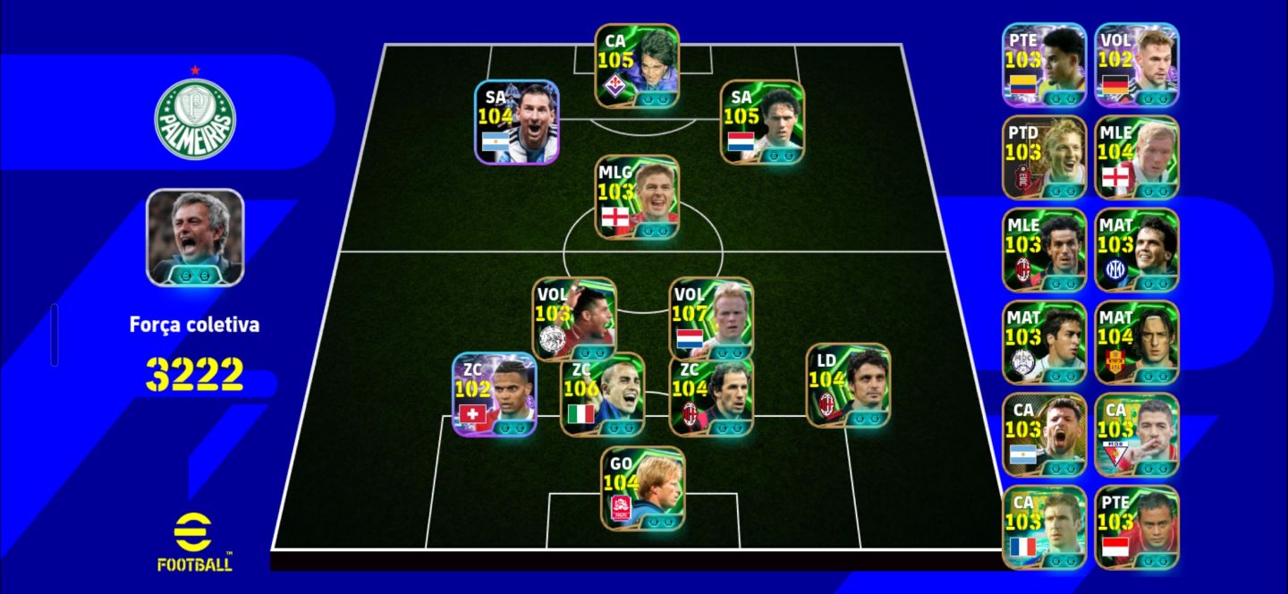 Conta efootball 3222 de força com Ronald koeman 107 e Luiz Suárez blitz