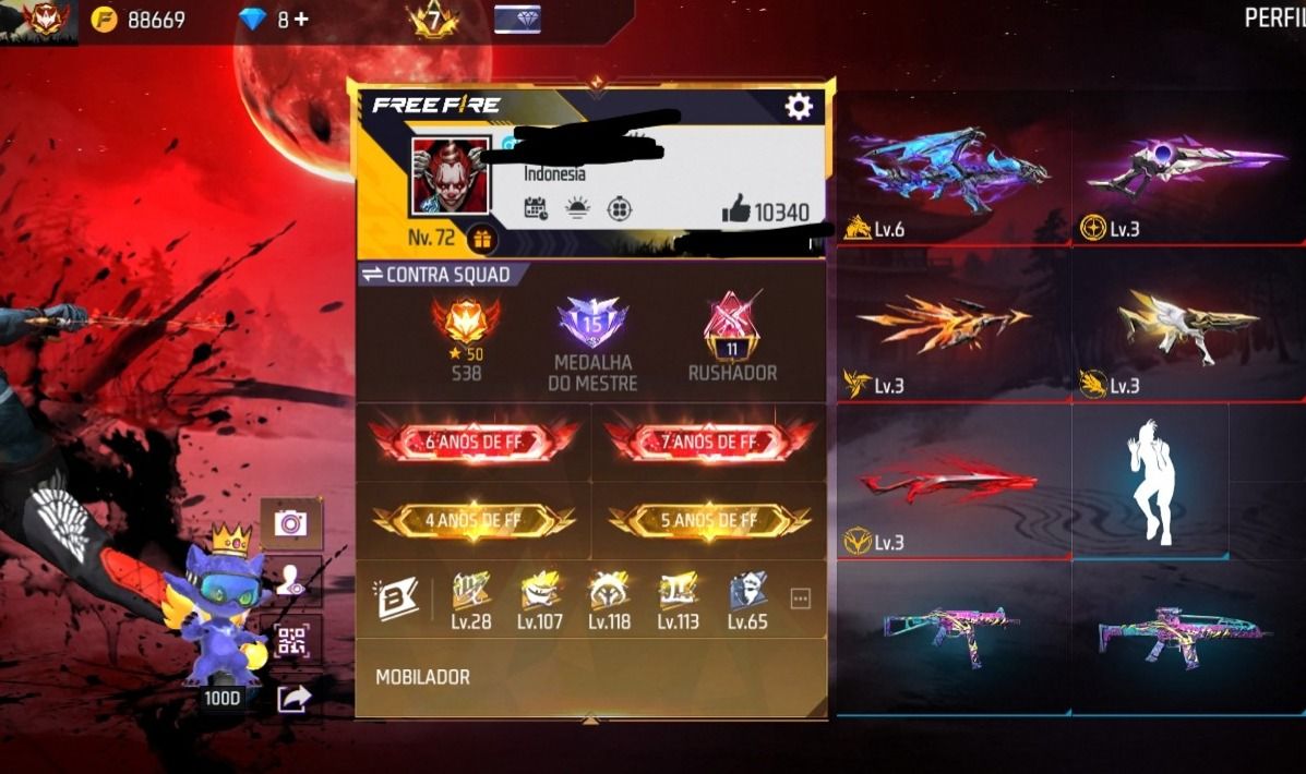CONTA FREE FIRE LV72