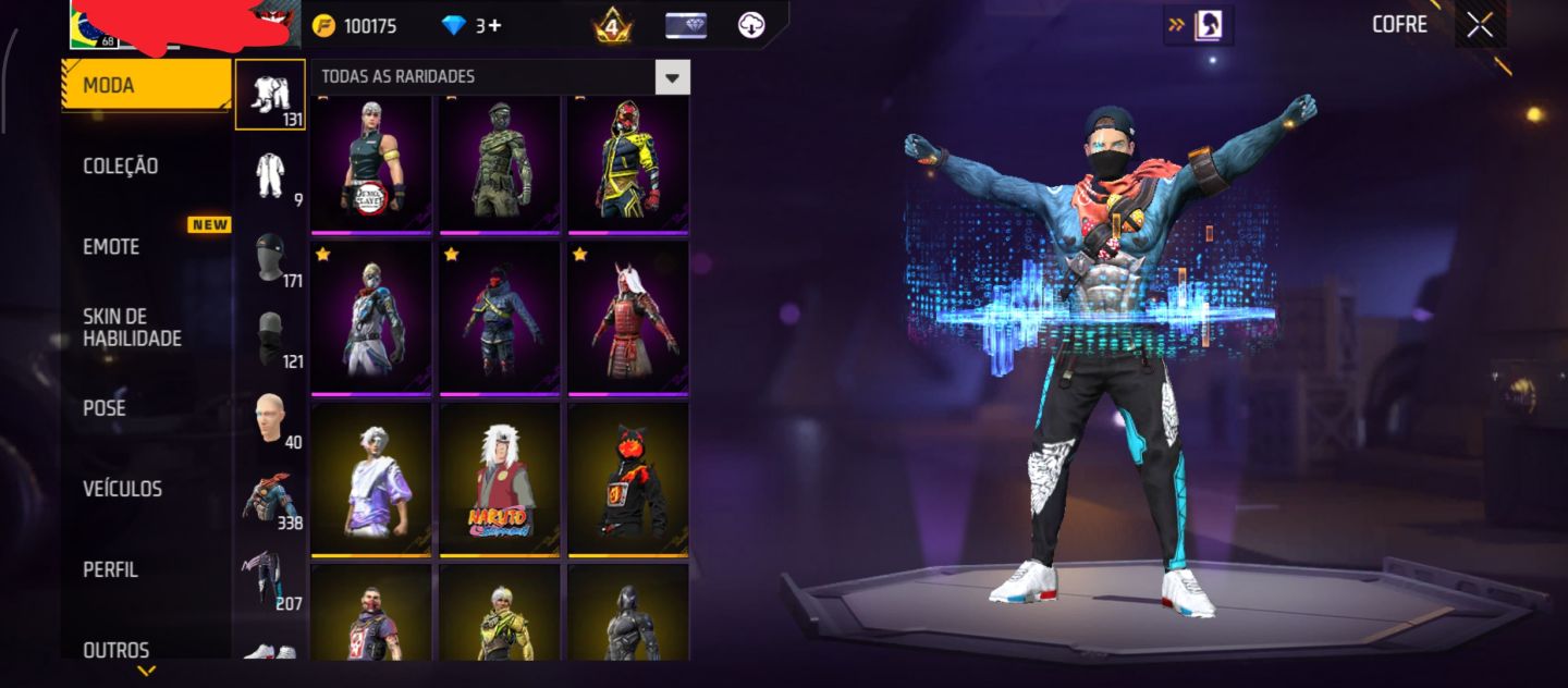 CONTA DE FREE FIRE COM 2 ANGÉLICAL AZUL E VERMELHA