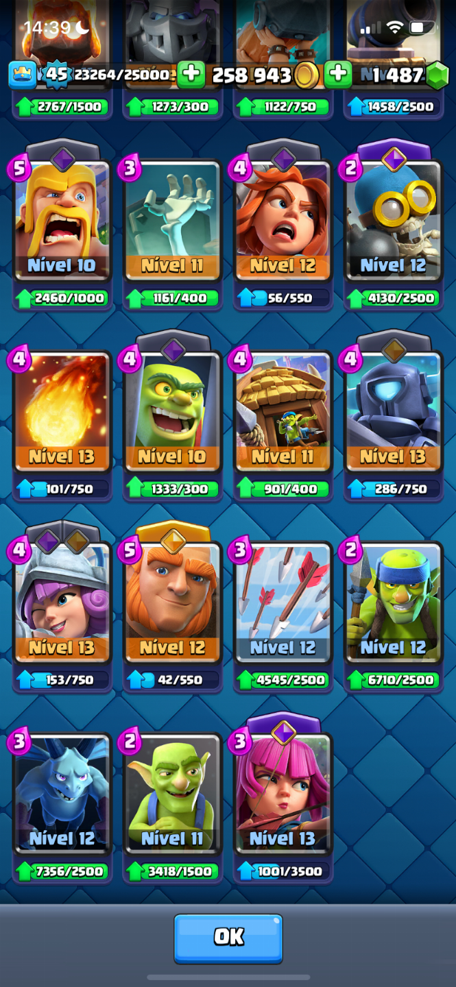 Conta Clash Royale, 8 ANOS, PASSE ATIVO, +16 EVOS, DECK LVL16, TORRE REI LVL16
