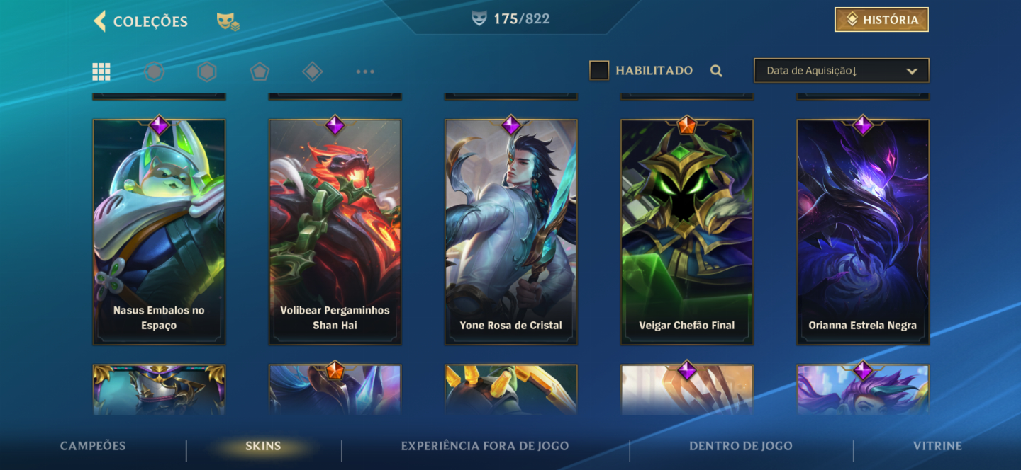 Conta de Wild Rift com muitas Skins