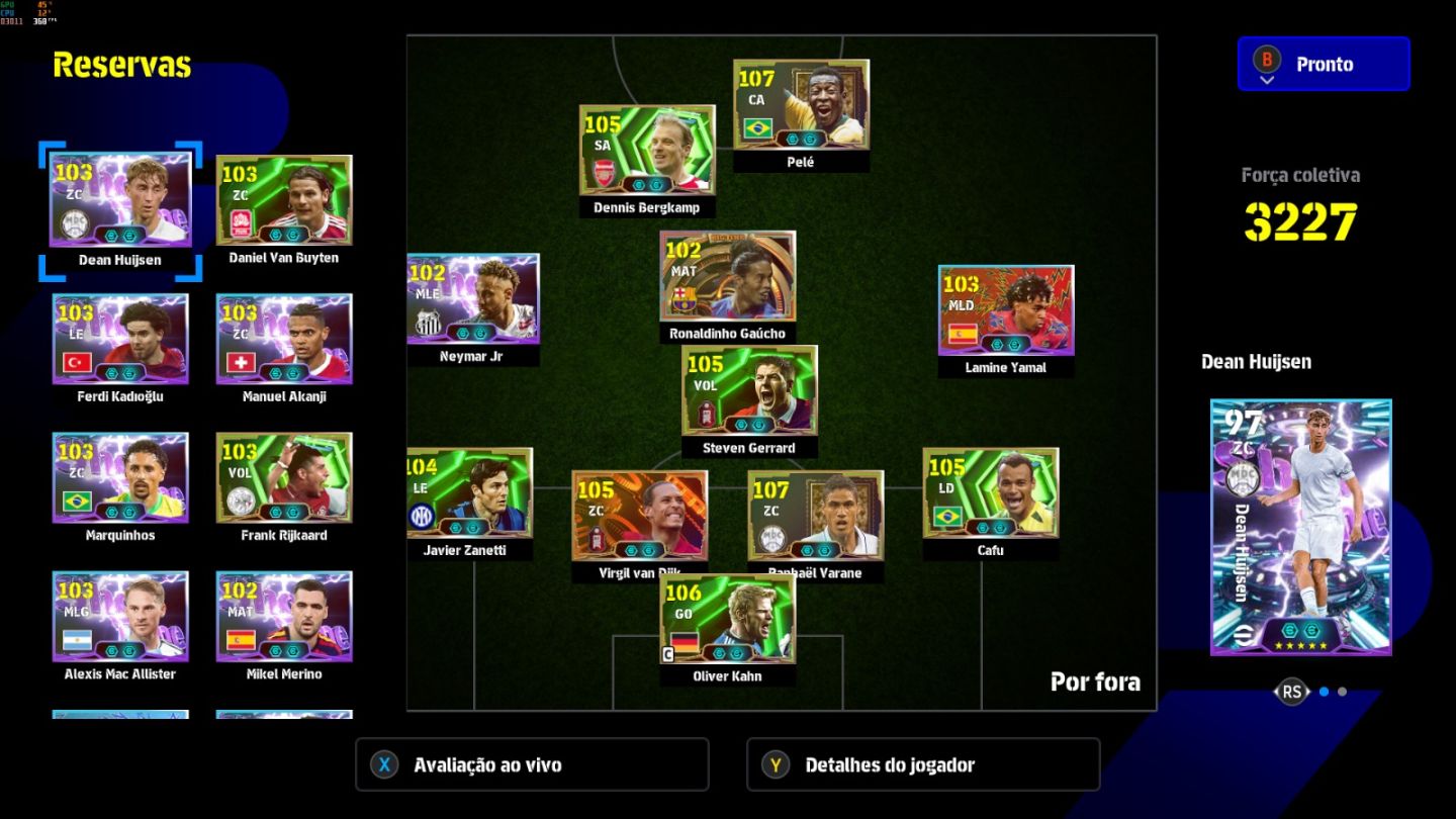 Conta PC Steam Pelé 108, Varane 107, Van Dick 105, Kahn 106, Bergkamp 105 e CIA