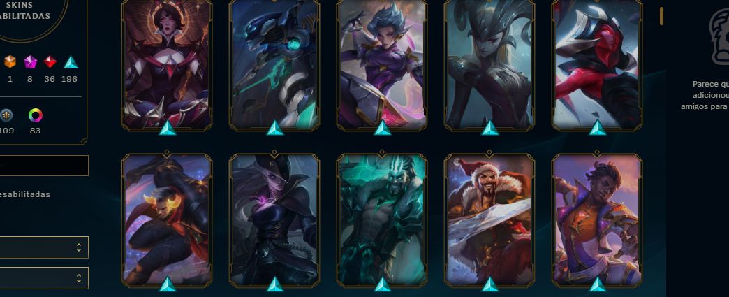 Conta lol esmeralda 2 , 471 skins com skins escolhidas na mão (negociável)