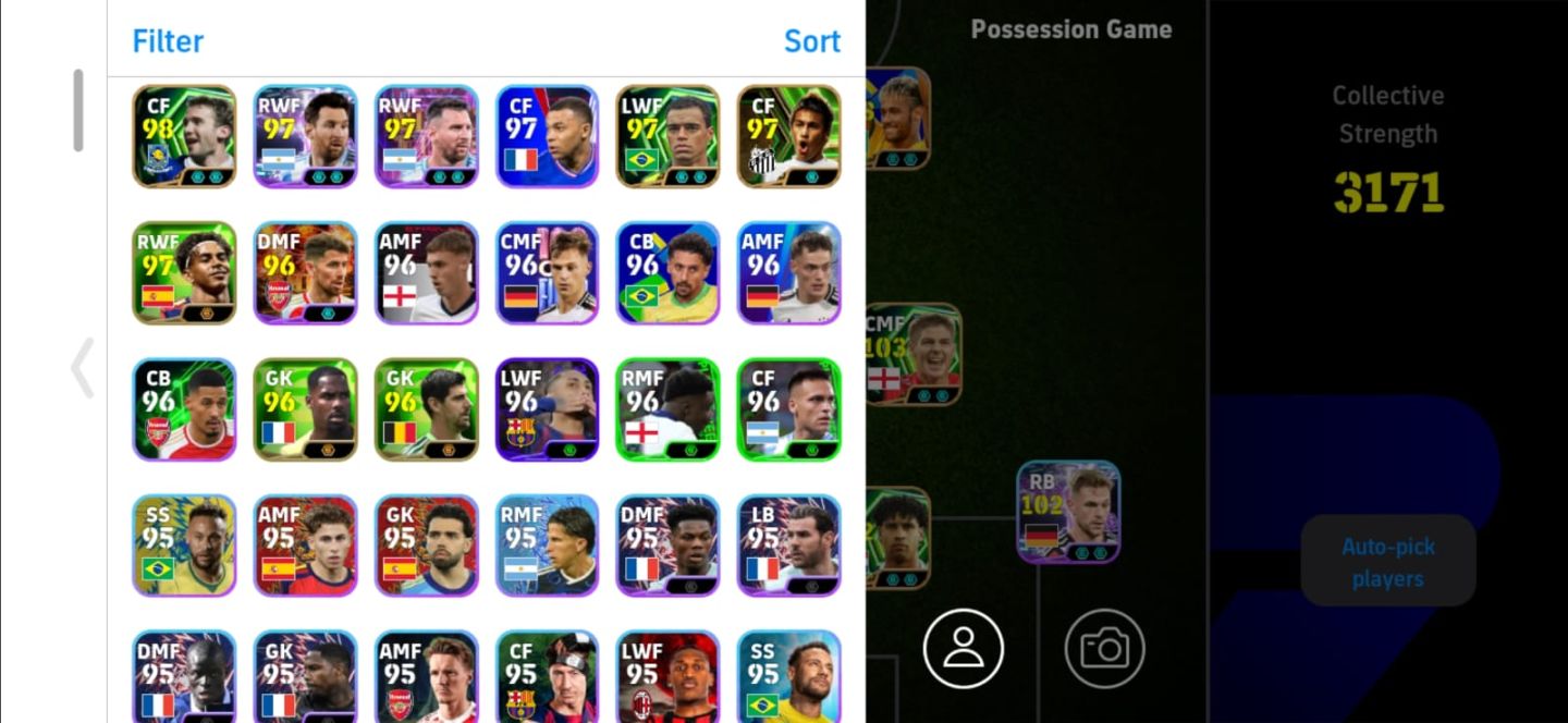 Conta Efootball (jogadores de pack, Aguero, Rijkaard, Beckenbauer, Rummenigge)