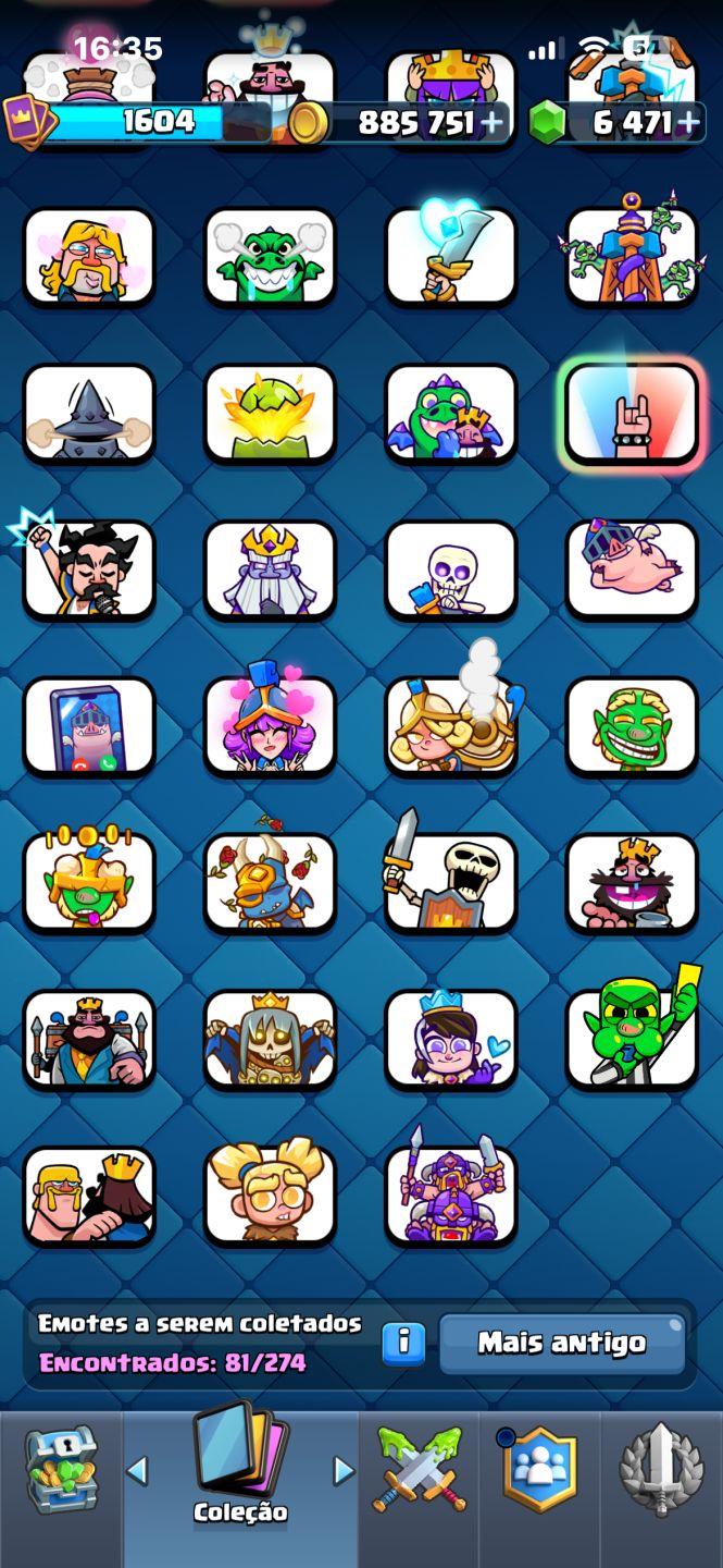 Conta Clash Royale 11k+ com emotes raros e cheia de recursos