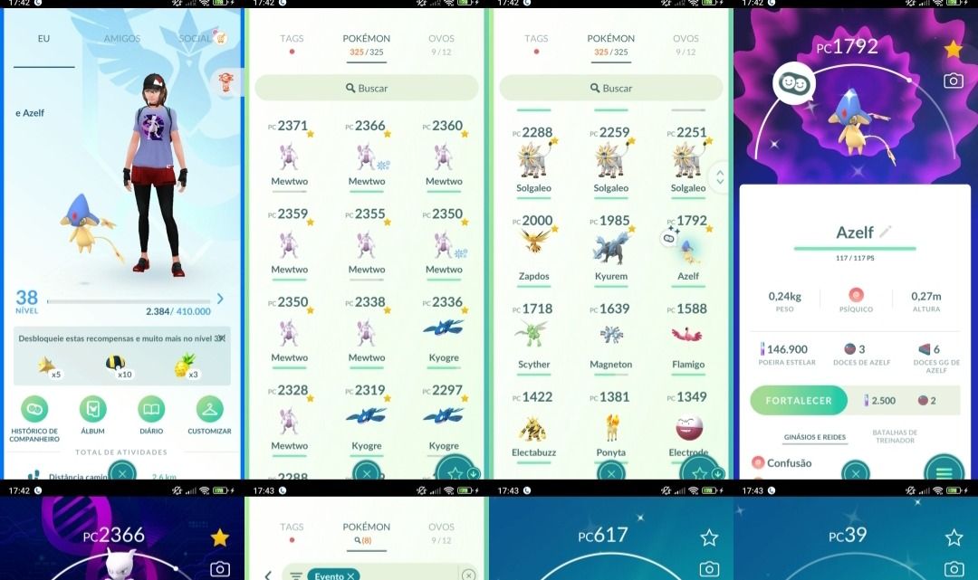 Lv.38 | 9 Mewtwo | Azelf Shiny | 2 Shiny de Evento Q309